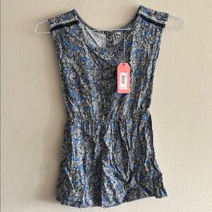 3Pommes Blue and Black Dress Blouse